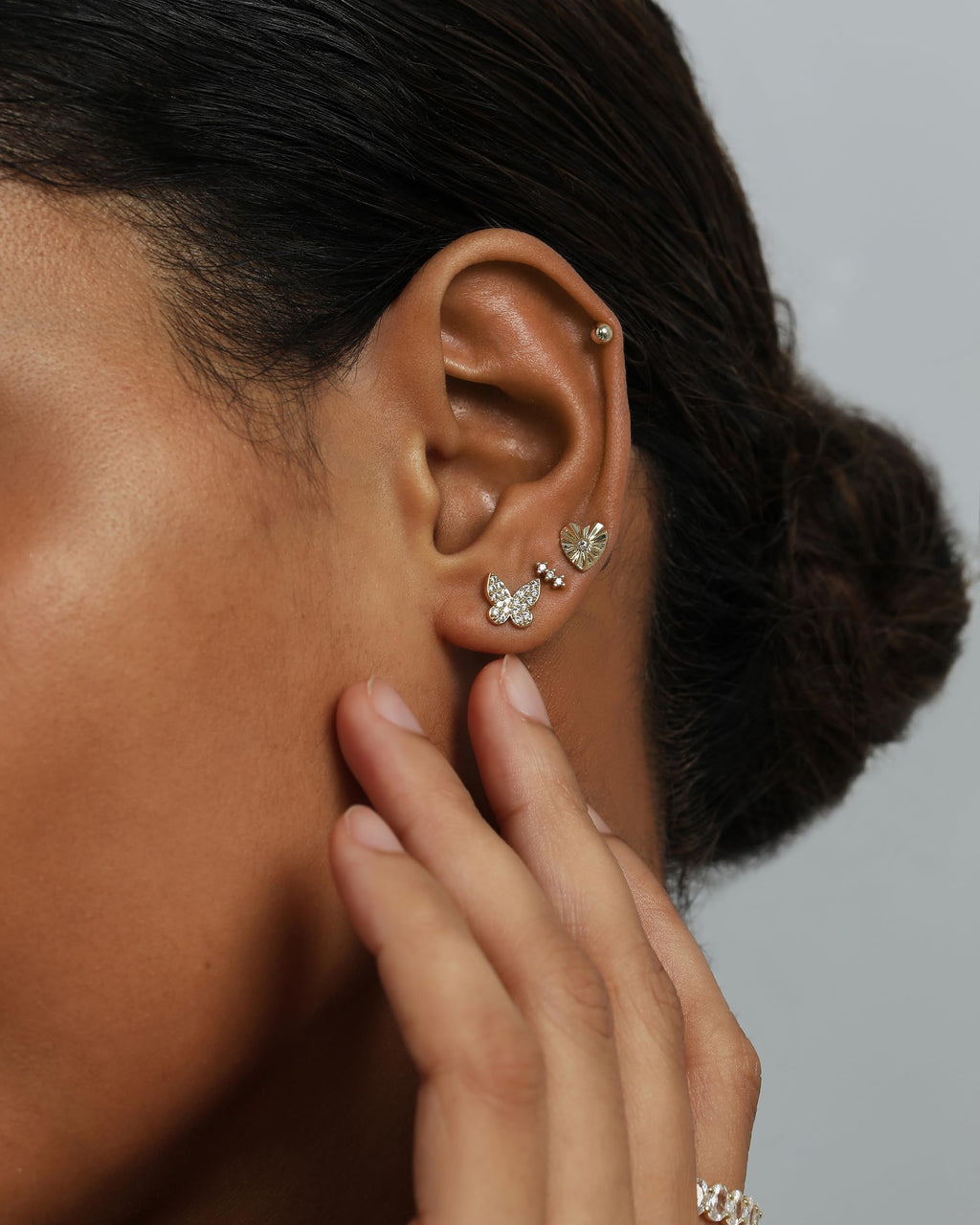 PAVOI 14K Yellow Gold Plated Dainty Flat Back Earrings for Women