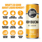 Liquid Remedy Kombucha Sugar Free Organic Drink, Low Calorie, Probiotic Like Tea for Gut Health - Super Sampler Variety Pack - 8.5 Fl Oz Can, 24-Pack