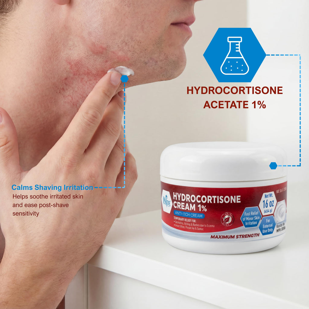 MED Pride 1% Hydrocortisone Cream Bulk 16 Oz Maximum Strength Itch Relief for Eczema, Dermatitis, Rashes, Mosquito Bites