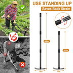 Garden Hoe Tool, 2-in-1 Heavy Duty Dual-Head Weeding Tool, 45" Adjustable Long Handle Cultivator for Weeding, Tilling, Lawn Yard Flower Bed Gardening Tool