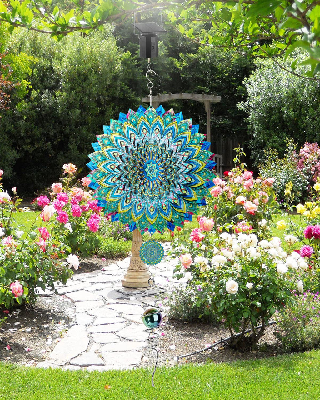 Solar Powered Wind Spinner Motor, Mobile Rotating Motor, Small Automatic Turner for Wind Chimes, Sun Catchers, Hanging Display Art Ornaments, Outdoor Solar Energy Operated Spinning Hanger
