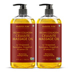 Majestic Pure Cellulite Massage Oil for Massage Therapy- Refreshing and Relaxing- Natural Oils with Grapeseed, Eucalyptus & Lemon Oil- All Skin Types- Men and Women Massage Lotion- 8 fl oz (Pack of 2)