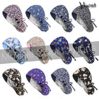 2 Pack Satin Lined Scrub Caps with Buttons & Sweathand, Surgical Caps for Women