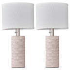 Reaketon Table Lamps for Living Room Set of 2, Ceramic Table Lamps for Bedroom, 20" Modern Lamps for Night Stands, Pink