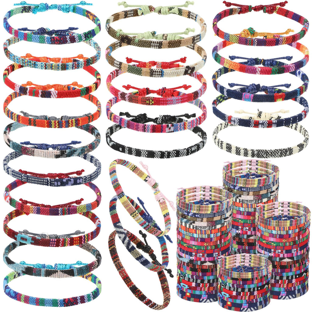 Kigeli 200 Pcs Boho Surfer Bracelets Bulk for Men Women Unisex Handmade Braided Bracelet Adjustable Surfer Ankle Waterproof Beach Bracelet String Rope Jewelry for Adults Teen(Mixed Color)