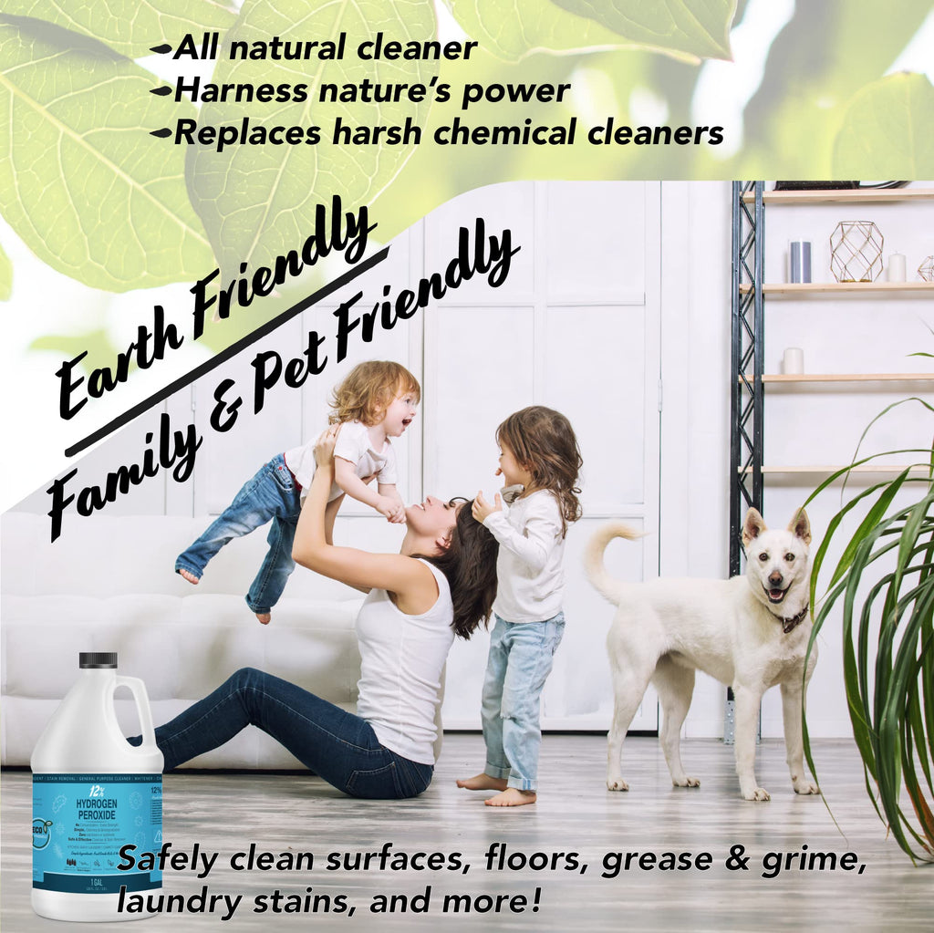 MAXTITE 12% Hydrogen Peroxide Solution - (Just Food-Grade H2O2 & Water!) - Ecofriendly Natural Cleaning Solution for Kitchen, Bath, Laundry, and More - HDPE Bottle with Child-Safe Cap USA Made