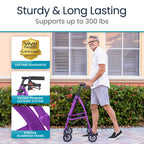 Vive Mobility Lightweight Walker for Seniors - Narrow, Folding Walker w/Wheels for Small & Tight Spaces - Light Weight for Balance, Compact Doorways, Foldable - Portable & Collapsible for Travel