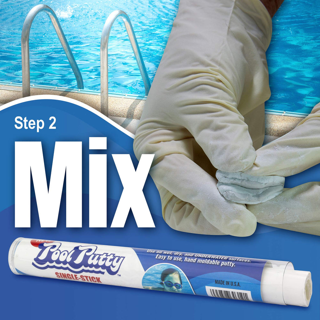 Epoxybond Pool Putty Single-Stick 4 oz | Pool & Spa Repair | Easy for Anyone to DIY | Works Underwater or Above | Fix Cracks Leaks in Concrete, Fiberglass & Other Surfaces | by Atlas Minerals