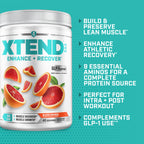 Xtend EAA + BCAA Powder for Muscle Recovery & Lean Muscle Growth, 9 Essential Amino Acids for Intra Workout or Post Workout Recovery, 10g EAAs Per 2 Servings, Blood Orange 40 Servings
