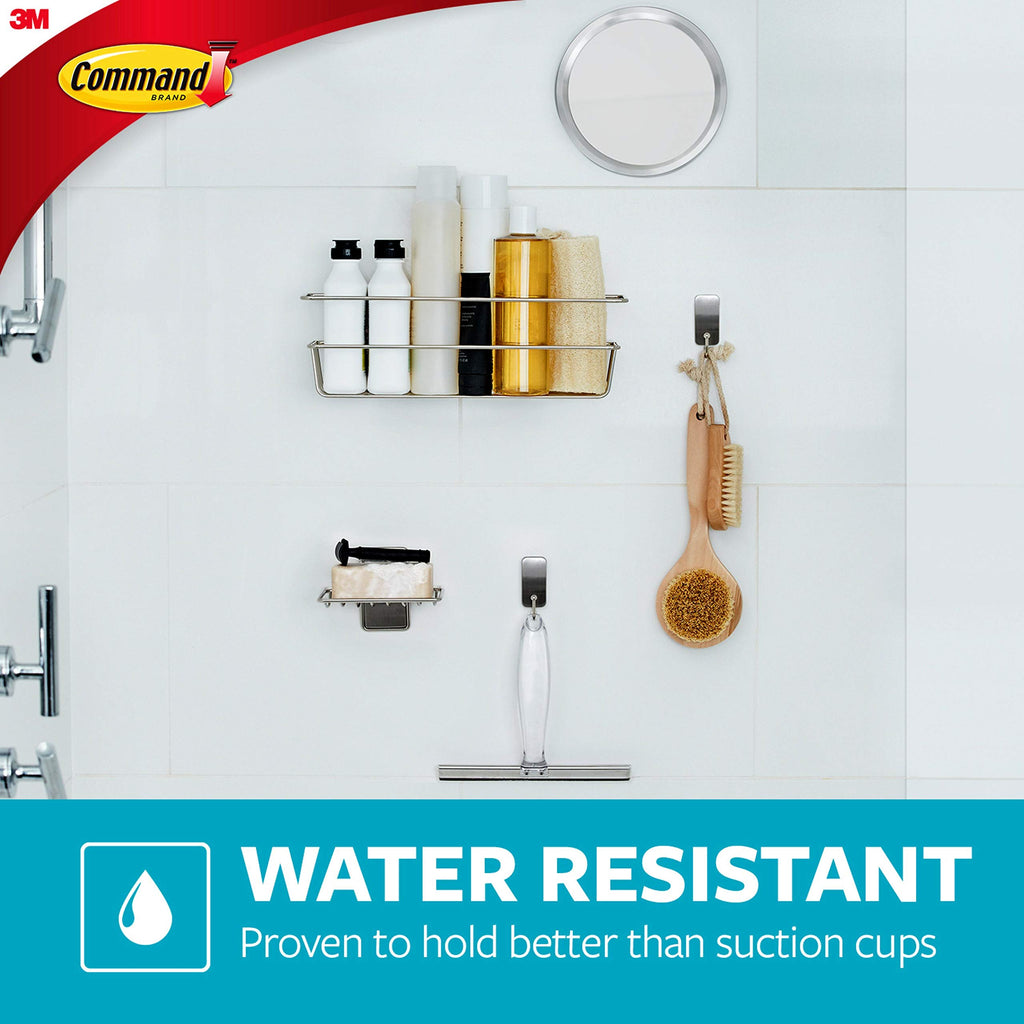 Command Water-Resistant Adhesive Refill Strips, Large (Pack of 16) – Damage-Free Hanging for Bathroom Hooks & Shower Caddies in Humid Areas, No Tools Needed, Holds 5 lb