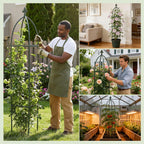 Lancisism 100% Metal Trellis for Climbing Plants Outdoor - Garden Metal Obelisk Trellis Vertical Plant Support for Climbing Vines & Flowers - Sturdy Steel Arch Trellis for Potted Plants Indoor Green