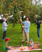 AgiiMan 28 Reach Fruit Picker with Telescopic Extension Pole, 5 to 20 FT Fruit Picker Pole Lightweight and Sturdy Aluminum Telescopic Pole, Easy to Assemble Fruit Picking Basket