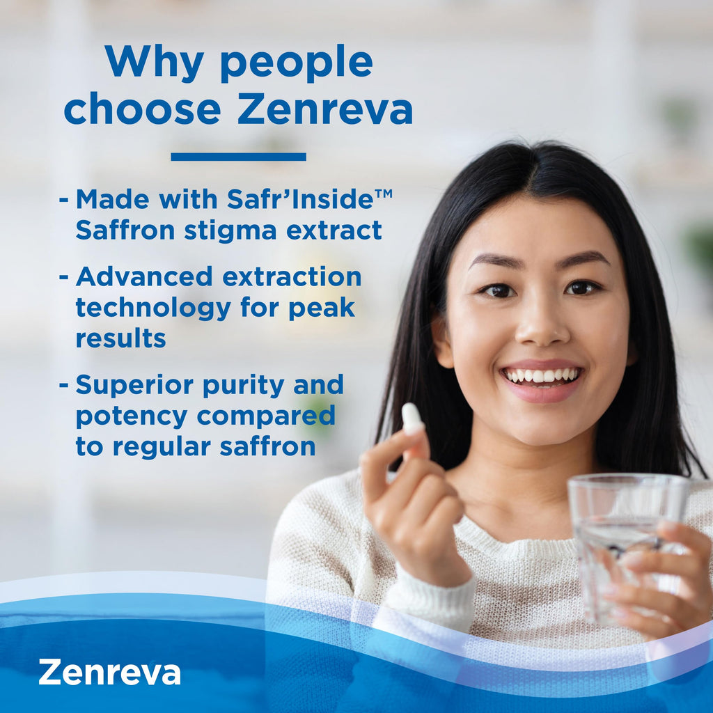 CalmCo Zenreva, Pure Saffron Extract, Non-GMO Vegan Capsules, 30 Count