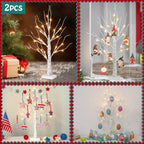Vanthylit White Birch Tree with LED Lights - Set of 2, Tabletop Tree with Timer, Christmas Decorations Lighted Tree for Indoor Mantel Home Decor (2 FT, 24 LED)