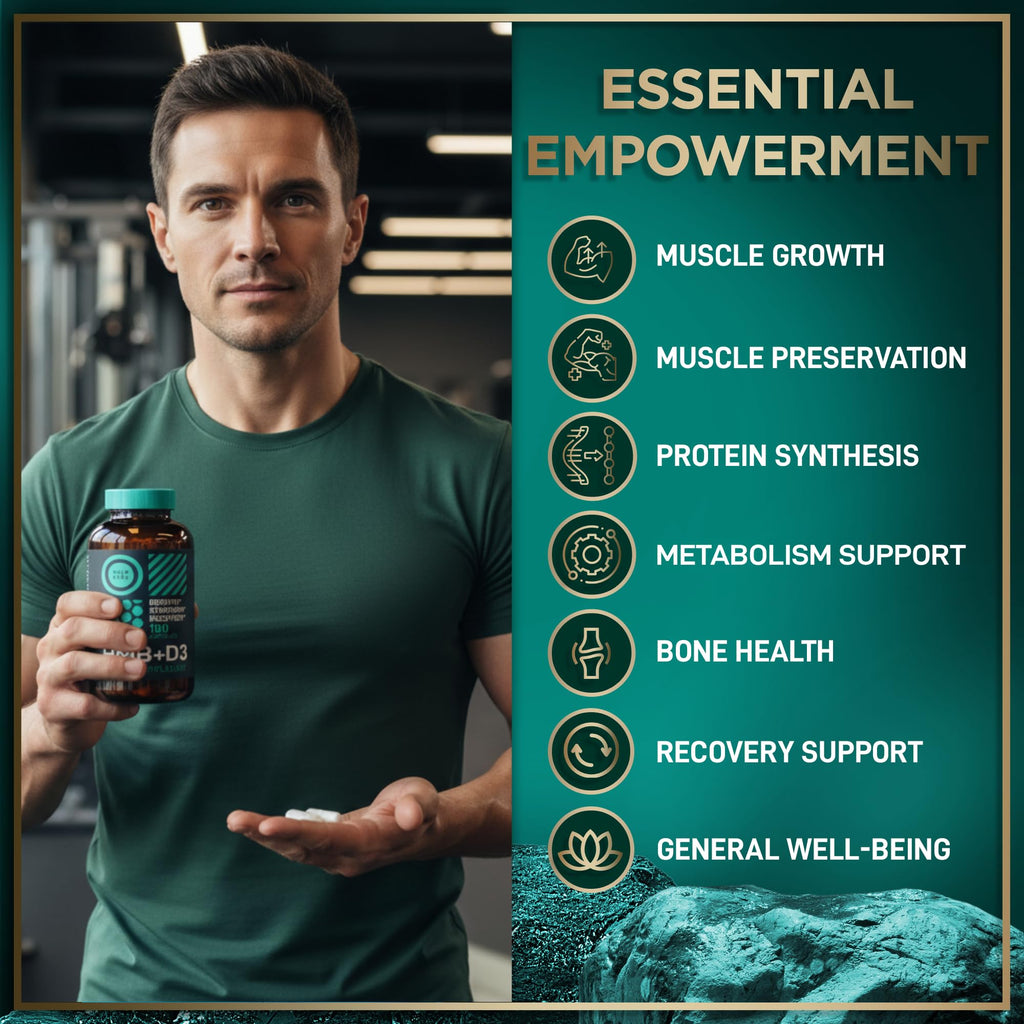 WILD FUEL 3,000mg HMB Supplement Plus Vitamin D3 - Muscle Growth, Strength, Fast Workout Recovery HMB Supplements for Men and Women - Calcium Beta-Hydroxy Beta-Methylbutyrate - 180 Capsules