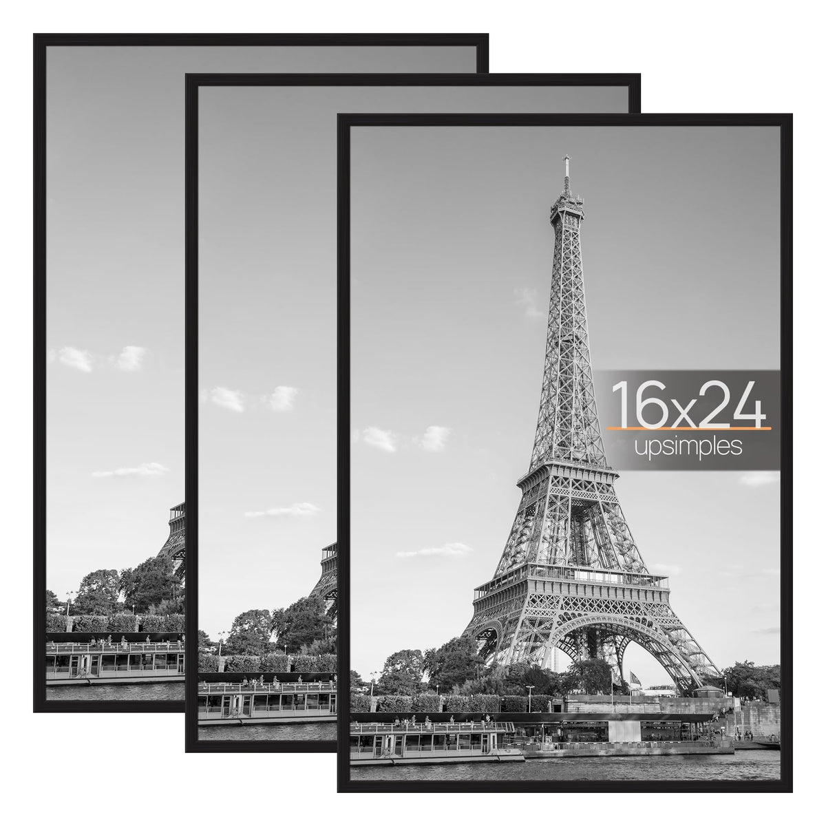upsimples 16x24 Poster Frame, Easy Slide-In Assembly, Black, 3 Pack