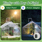 Solar Exhaust Fan, 25W Solar Panel + 8" Ventilation Vent Fan, with Power Adapter, Anti-backflow Valve, High Speed Solar Powered Exhaust Fan for Shed, Chicken Coop, Greenhouse, Dog House (White)