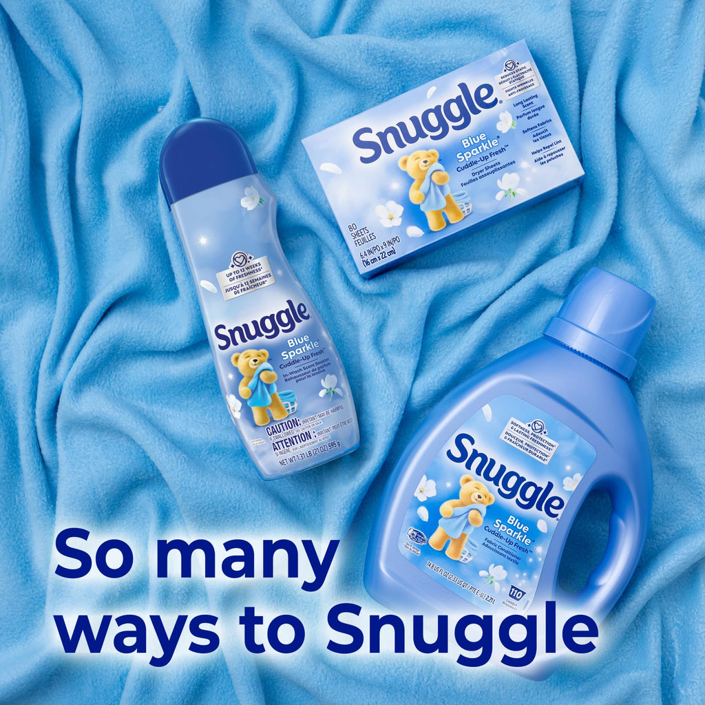 Snuggle Fabric Softener Dryer Sheets, Blue Sparkle Cuddle-Up Fresh, 230 Ct, Long-Lasting Fresh & Clean Scent, Softens Fabric, Reduces Static, Fights Wrinkles, Helps Repel Lint & Pet Hair, HE Safe