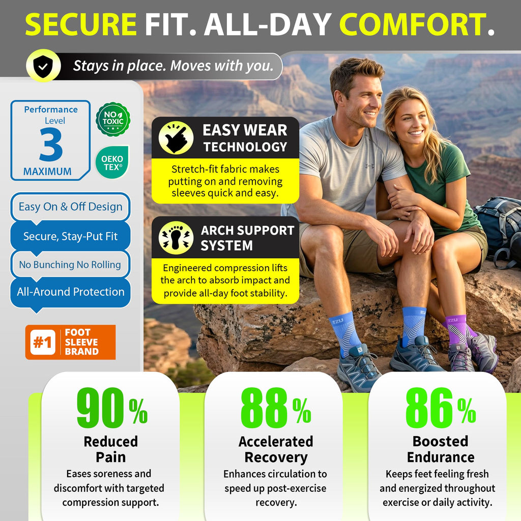 Compression Socks for Plantar Fasciitis, Achilles Tendonitis, Arthritis Relief, Ankle Brace Compression Sleeve with Foot Arch Support, Ankle Wrap for Women, Men, Swelling & Heel Pain Purple XXL