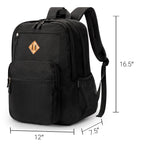 ZORFIN 26L Black Backpack for College, and Travel: Water Resistant Bookbag