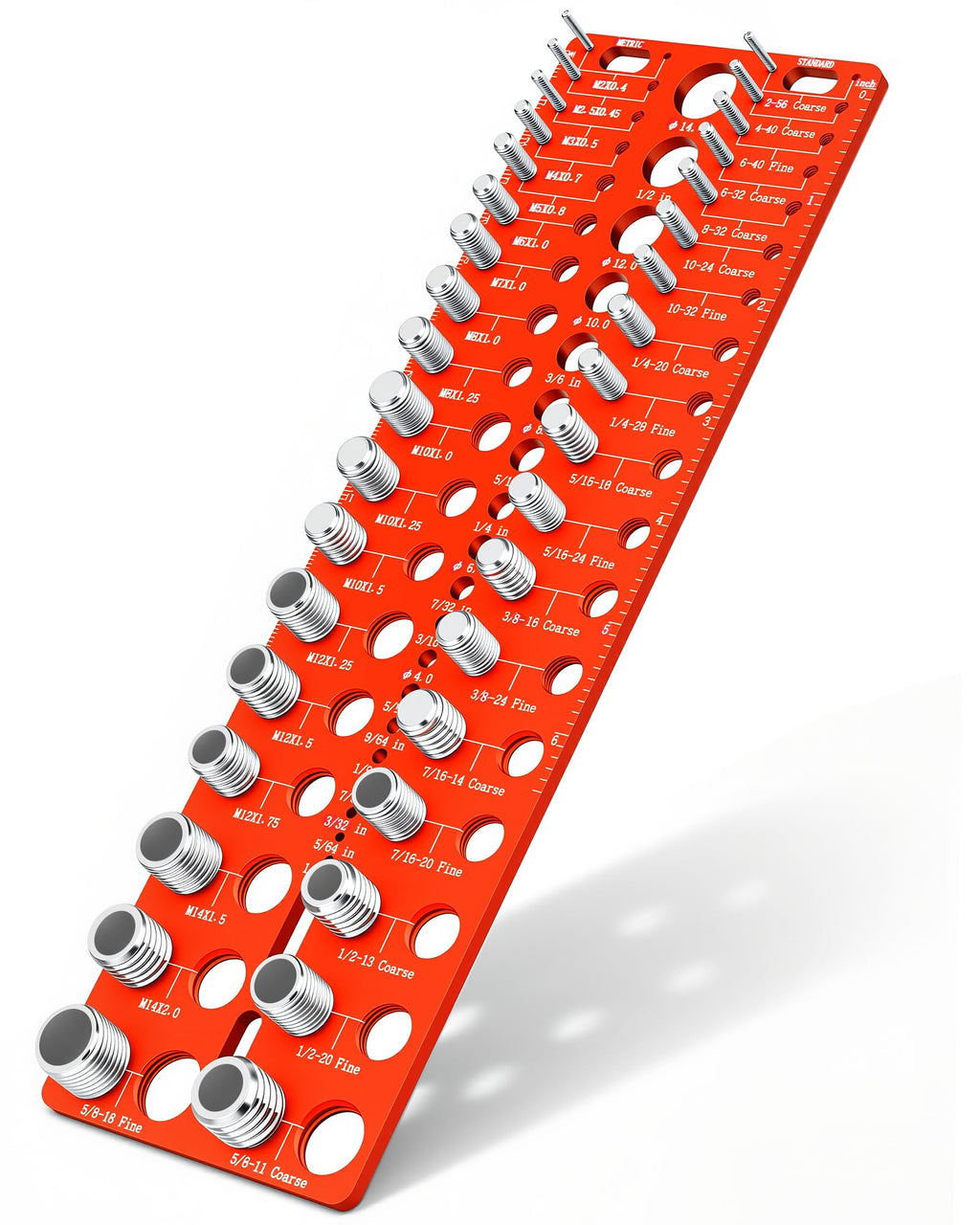 Manalete Thread Checker, 55 Nut and Bolt Thread Checker, Screw Size and Thread Identifier Gauge with 19 Standard & 17 Metric &19 Drill Bit Gauges, Bolt Size Finder for Quickly Identify Thread Sizes