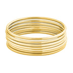 Edforce Stainless Steel Glossy Thin Round Bangle Bracelet Set for Women, Set of 7 (Gold, 7.8)