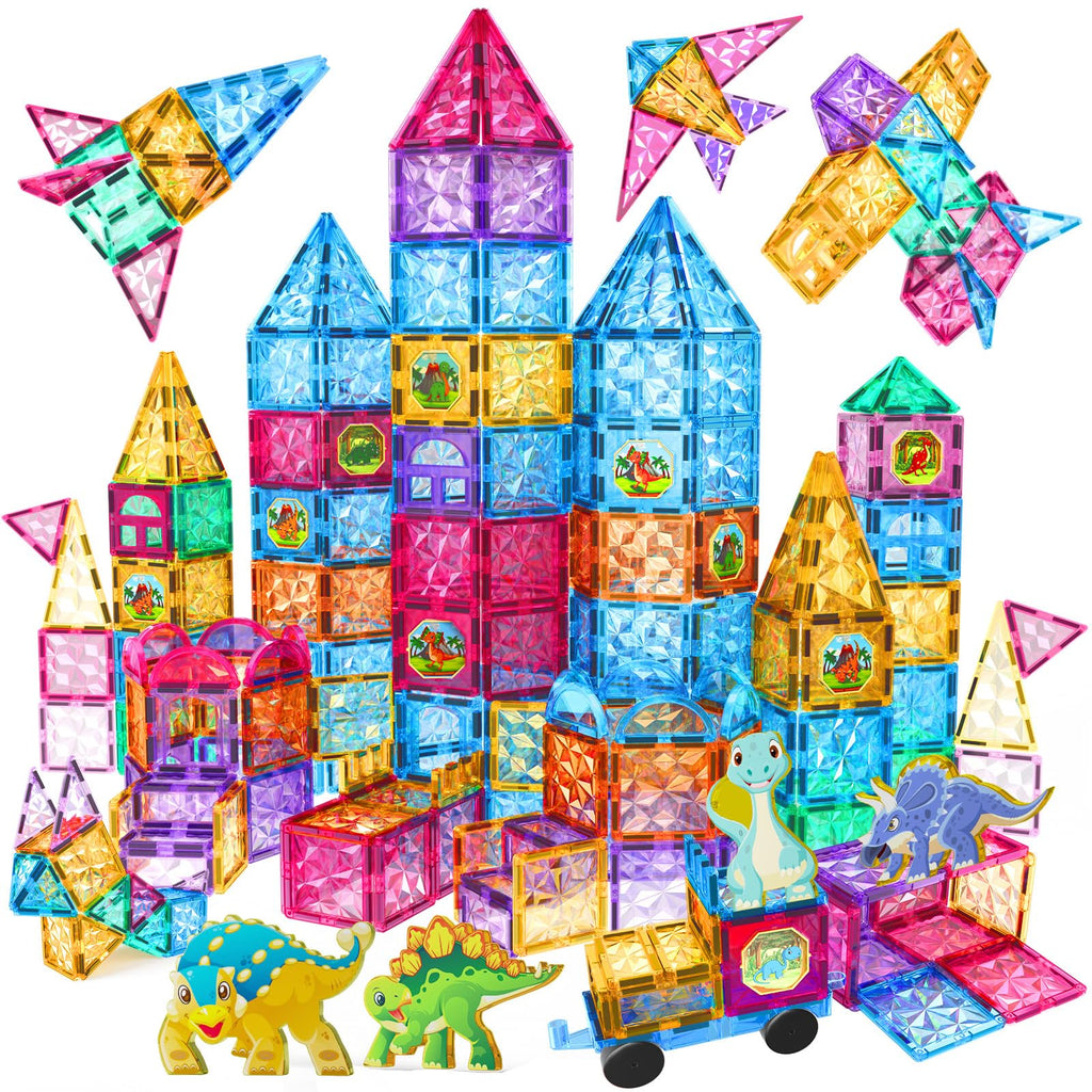 Jasonwell 110PCS Magnetic Tiles Building Blocks Set for Boys Girls Preschool Educational Magnet Construction Kit Stacking STEM Toys Christmas Birthday Gifts for Kids Toddlers 3 4 5 6 7 8 9 + Year Old