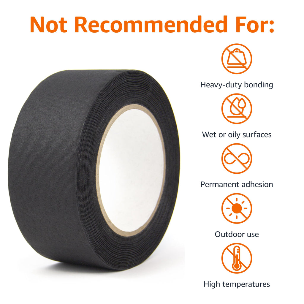 Amazon Basics No Residue, Non-Reflective Gaffers Tape for Photography, 2 inch x 90 feet, Black (Pack of 2)