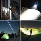 WdtPro LED Rechargeable Flashlight 2 Pack, 3 Modes Super Bright High Lumens Flashlights, Zoomable Tactical Flash Light with LCD Display, IP65 Waterproof Flashlights for Home Emergency Camping - Green