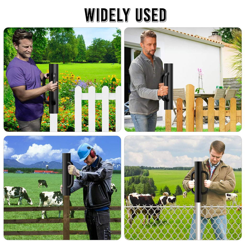 Fumingpal T Post Driver - 12LB Fence Post Driver Heavy Duty Hand Post Pounder with Handle Black Steel Rammer for U Fence Post Wooden Post Hole Diggers,Black