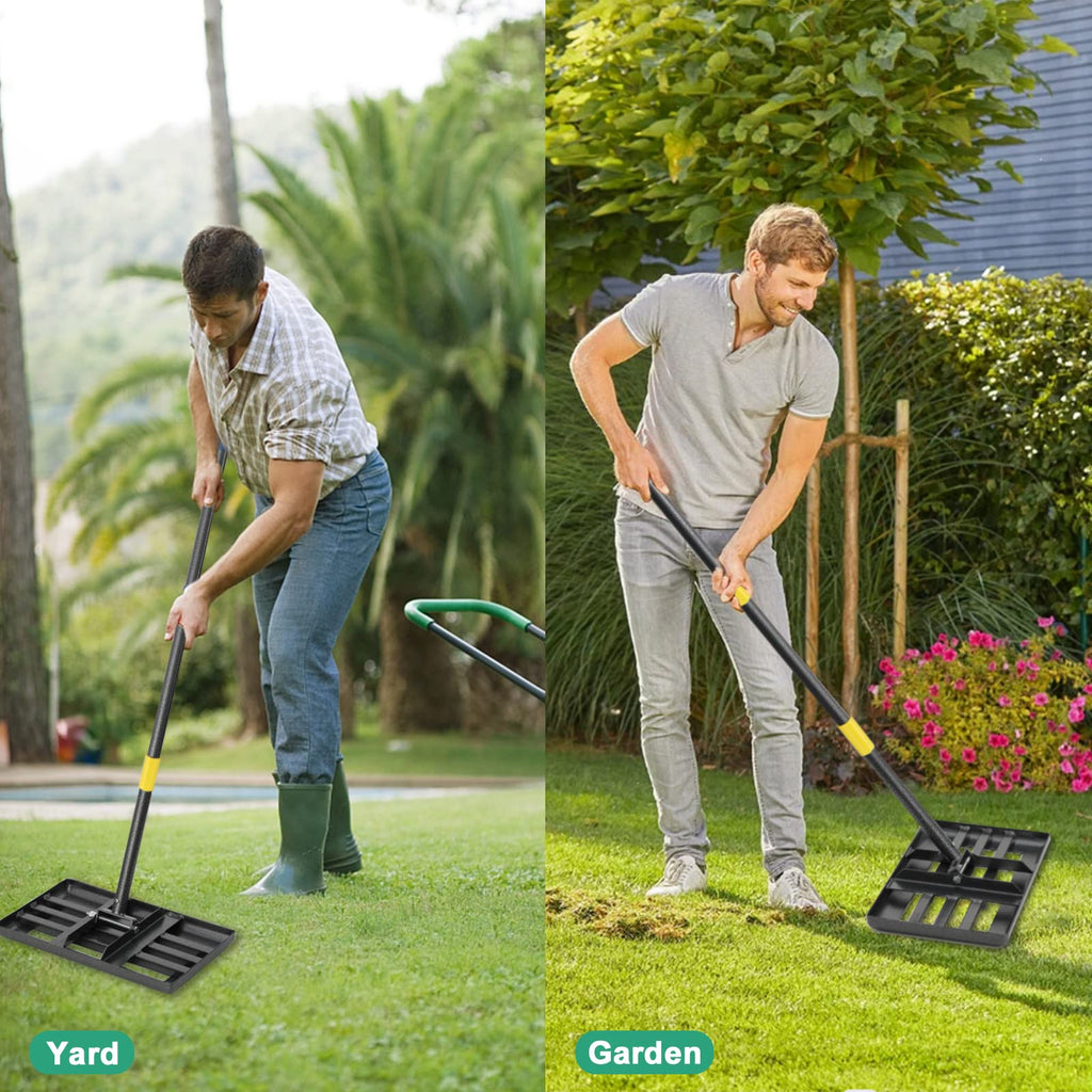 Lawn Leveling Rake, 17x10 Heavy Duty Lawn Leveler with Adjustable Handle Dirt Ground Level Tool for Yard Garden (60 Inch)