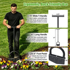 Lilyvane Heavy-Duty Manual Grass Edger 41 Inch – Half Moon Lawn Edger Tool with Wide Footplate, Steel Border Edger for Landscaping, Garden Edging, Trench Digging & Irrigation Cable Burying