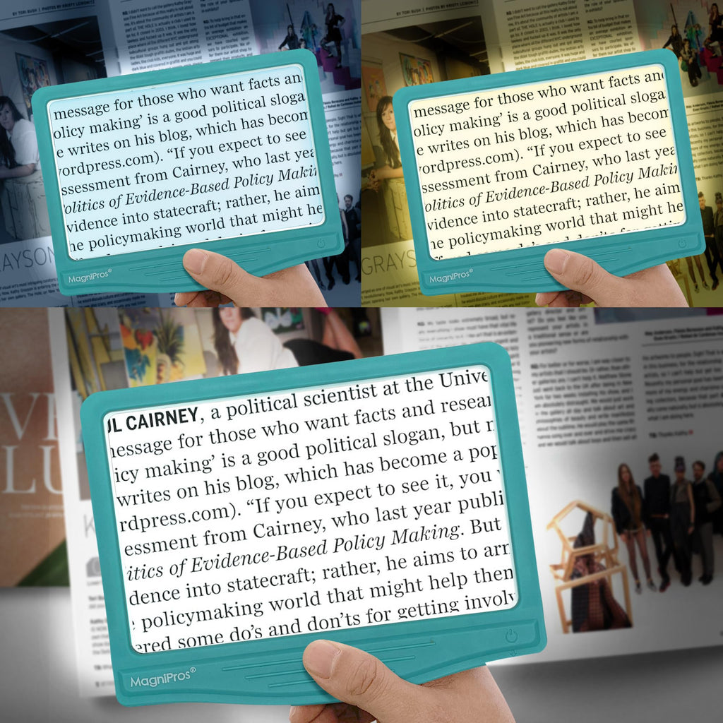 MAGNIPROS Patented 5X Large LED Page Magnifier for Reading | Eye Caring 3 Color Light Modes & Anti-Glare Lens to Reduce Eye Strain-Perfect for Small Prints, Aging Eyes, Low Vision and Seniors