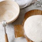 Dimpola Banneton Bread Proofing Basket Banneton Basket Set Sourdough Proofing Basket Round Proofing Bowls Handmade Rattan Baskets and Liners (Oval & Round Baking Set)
