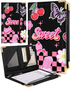 Slohif Server Book for Waitress Cute Serving Books with Zipper Pocket Accessories Leather Server Check Book Restaurant Waiter Server Booklet Organizer Ticket Book Holder Funny Y2K