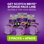 Scotch-Brite Glass Cooktop Pads, Scratch-Free & Non-Abrasive Scrubbers for Glass or Ceramic Stovetops, Cleans Burnt-On Messes with Just Water, Reusable Dishwasher-Safe Design (6 Pads)