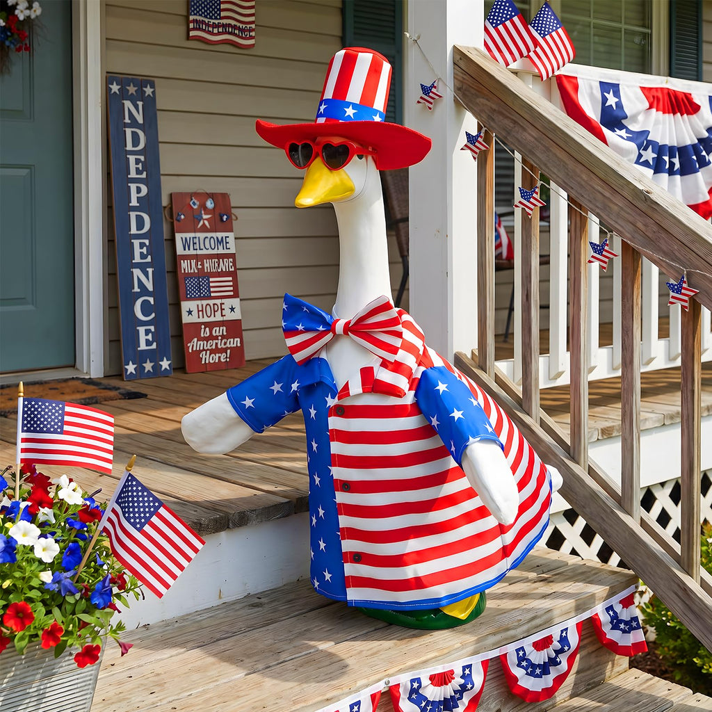 ComfyKit 1 Set 4th of July Porch Goose Outfit for 23 Inch Goose Statues