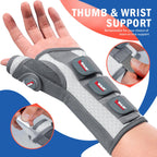 FEATOL Carpal Tunnel Wrist Brace Night Support, Thumb Spica Splint Right Hand for De Quervains Tenosynovitis, Tendonitis, Thumb Brace for Women Men, White Pink, Small/Medium