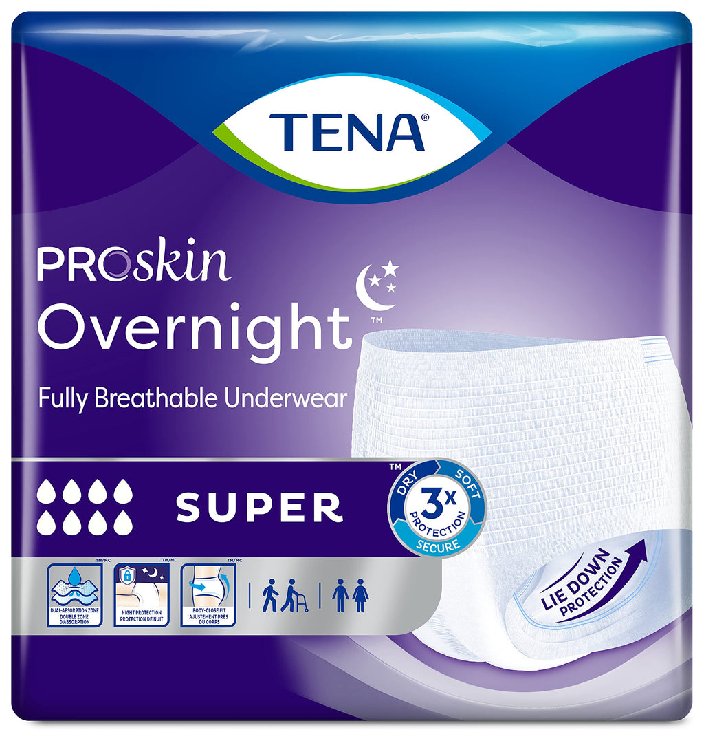 TENA ProSkin Overnight™ Super Protective Incontinence Underwear, Heavy Absorbency, Unisex, Medium, (56 Total - 4 Packs)