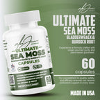 Alex Jones Ultimate Seamoss Capsules – Vegan, Non-GMO Seaweed Supplement w/Bladderwrack & Burdock Root – Immune Boost, Energy Support Sea Moss Supplements for Men & Women - 60 Nutrition Support Pills