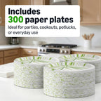 Amazon Basics Everyday Paper Plates, 8.62 Inch, Disposable, 300 Count, Packaging May Vary