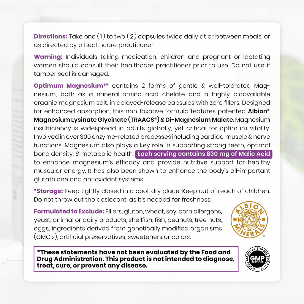 Pure TheraPro Rx Optimum Magnesium Lysinate Glycinate & Di-Magnesium Malate, Made in USA | 4 Month Supply | Chelated for Maximum Absorption, Supports Bone Health & Energy, 240 Count