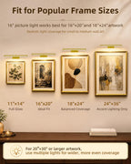 EZVALO Picture Light for Wall, 4800mAh Rechargeable Wireless Remote, 16‘’ Dimmable Magnetic LED Art Display Light with 3 Color Temperatures, for Gallery, Living Room, Bedroom, Hallway (Gold)