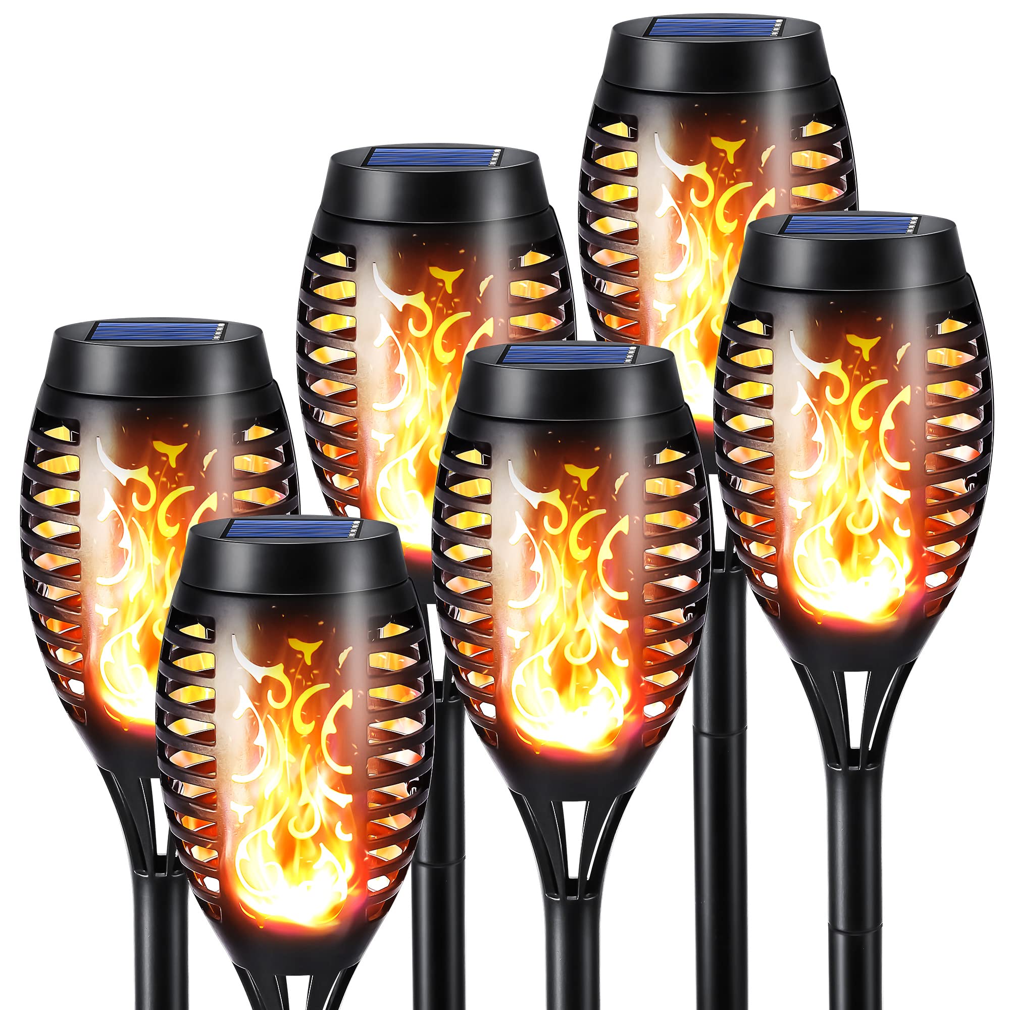 Toodour Solar Torch Flame Lights, 6 Pack Solar Lights Outdoor with Flickering Flame, Waterproof Patio Light Landscape Decoration Lighting for Garden, Lawn, Yard, Outdoor Decorations