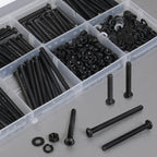 VGBUY 340Pcs M4 Screw Kit, Black M4 Screws Bolts, 25/30/35/40/45/50mm Metric Button Head Cap Screw Assortment Kit with Washer Nuts,10.9 Grade