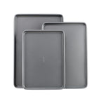 GoodCook Everyday Nonstick Baking Sheet Set, 3 Pack Includes Small (13×9) Medium (15×1) and Large (17×11) Pans Carbon Steel Construction Cookie Sheets Bakeware Set, Gray