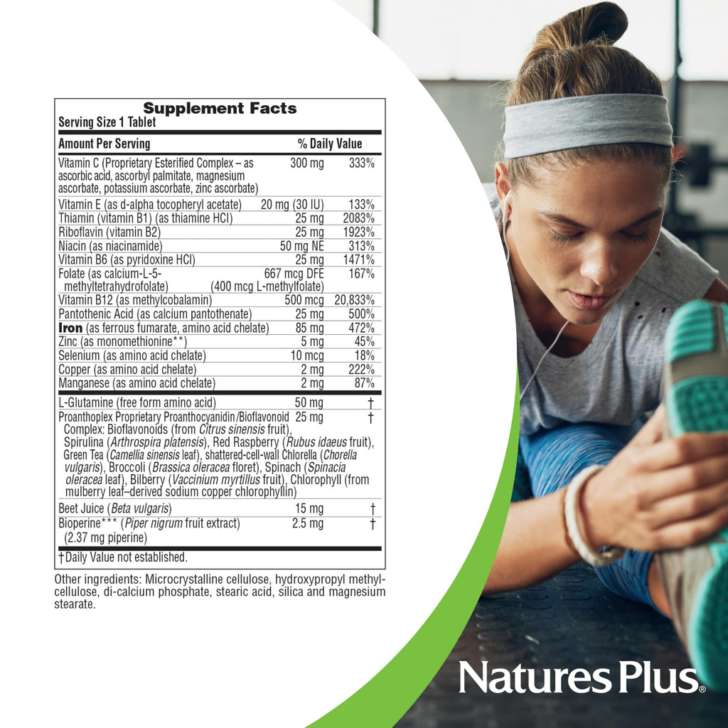 NaturesPlus Hema-Plex Iron - 60 Slow-Release Tablets - 85 mg Chelated Iron - Total Blood Health - With Vitamin C & Bioflavonoids - Non GMO, Vegetarian & Gluten Free - 60 Servings