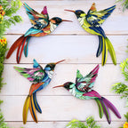 Hummingbird Outdoor Decor 4Pack - Outdoor Metal Wall Art Decoration