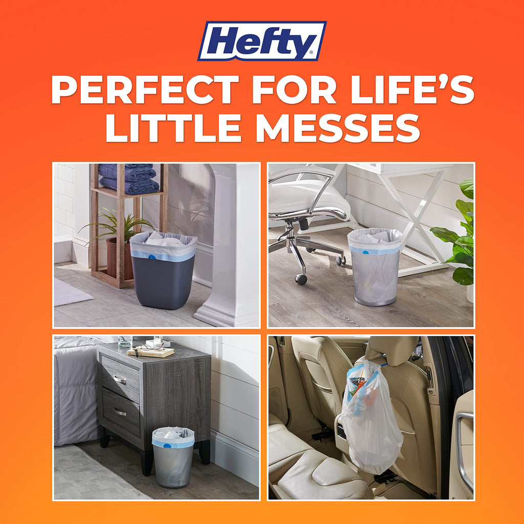 Hefty Flap Tie Small Trash Bags - Clean Burst, 26 Count, Pack of 12