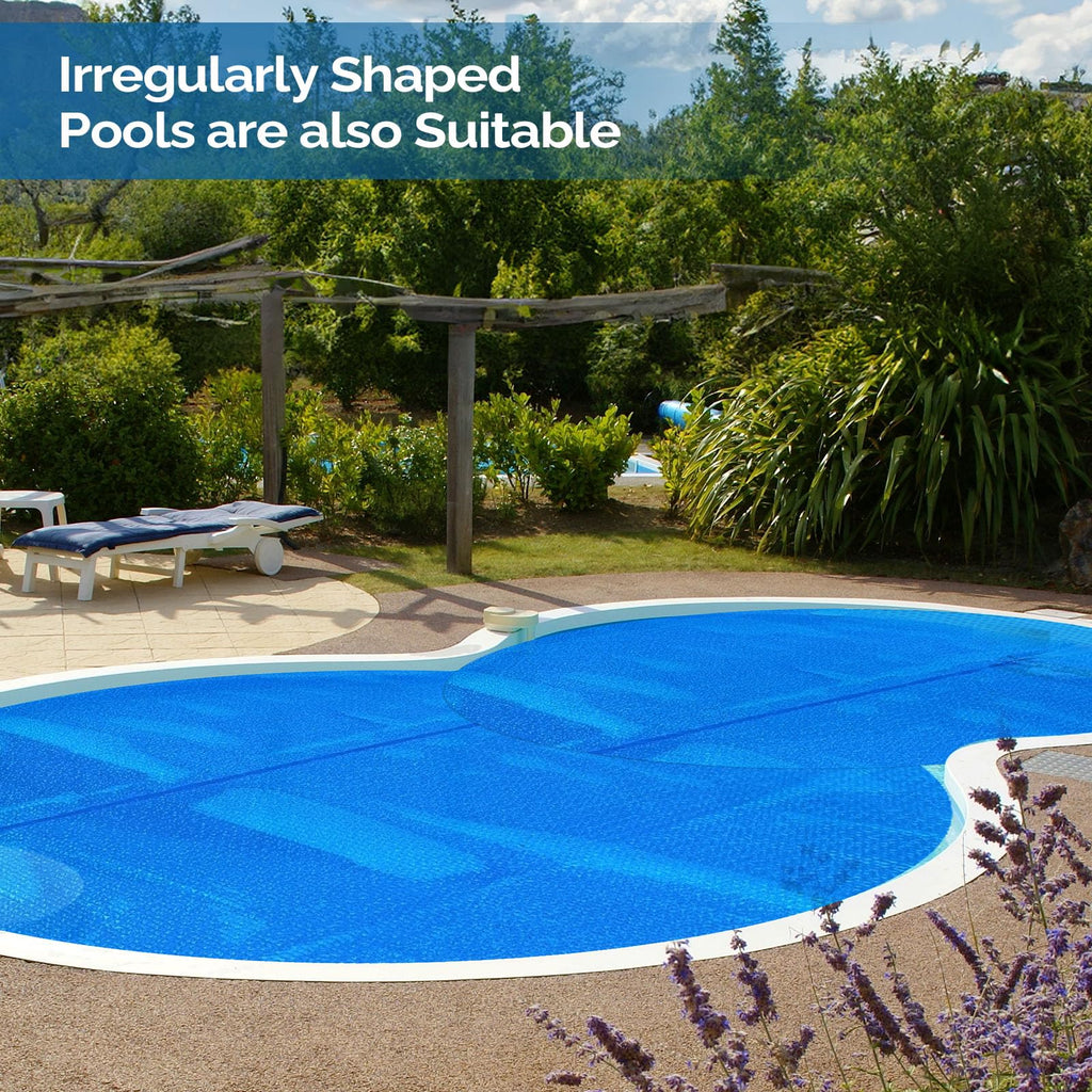 VINGLI 12Mil Solar Pool Cover, Rectangle Solar Blanket-Heavy Duty Solar Pool Cover for Above Ground Pool-Pool Solar Cover for Inground Pool (Blue, 18' Round)